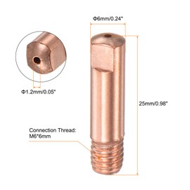 sourcing map 10Pcs Contact Tips .050"(1.2mm) Bore Diameter M6 MIG Welder Tips Copper Consumable for 15AK Welding Torch Gun Holder