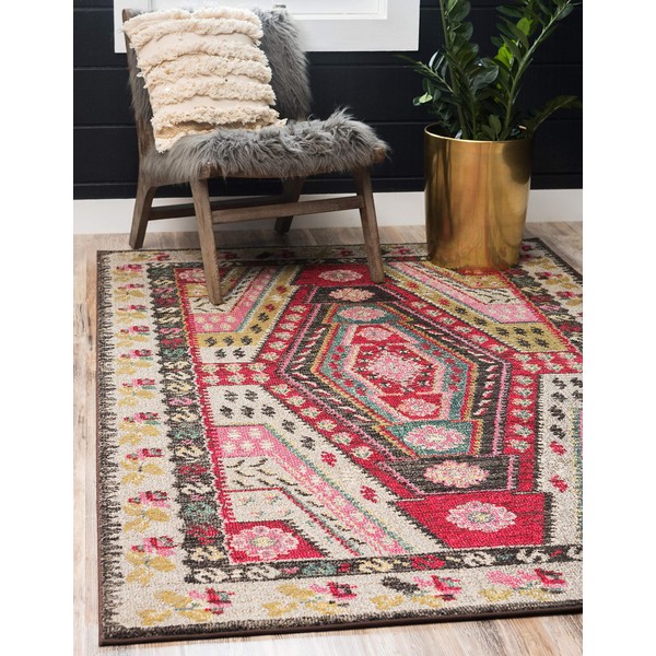 Unique Loom Sedona Collection Over-Dyed Tribal Geometric Multi Area Rug