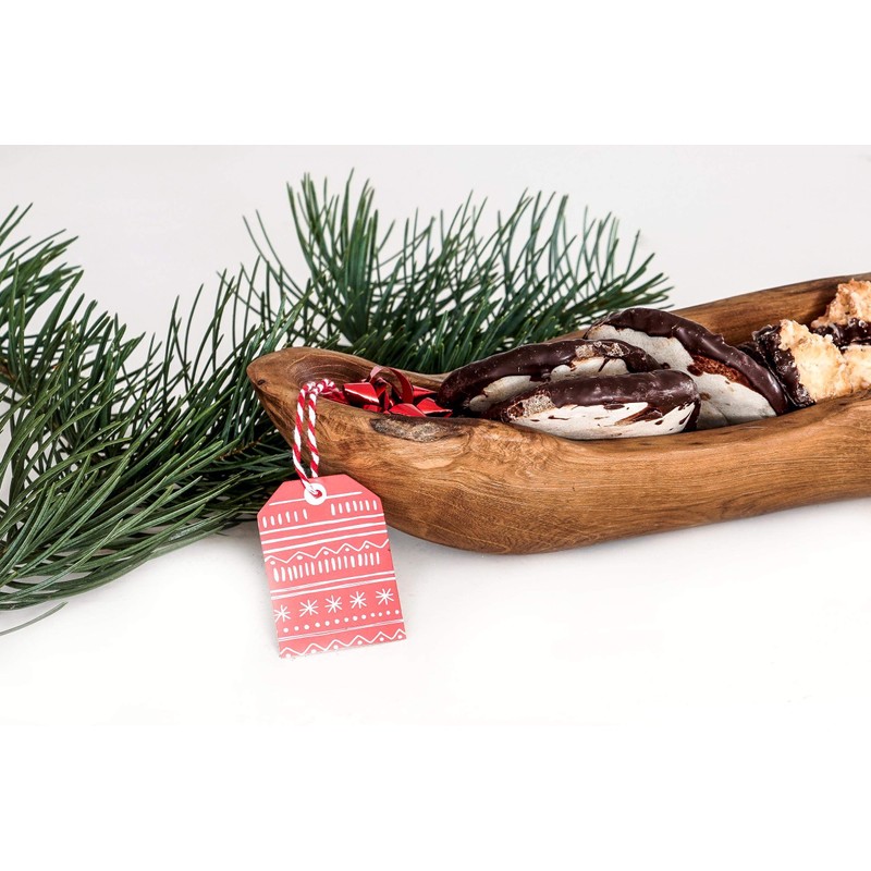 Windalf Galina Rustic Teak Wood Bowl 33 cm Antipasti Baguette