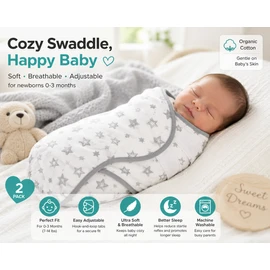 Soft Cotton Baby Swaddles for Newborns 0-3 Months, Adjustable Grey