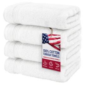 American Veteran Towel, Hand Towels for Bathroom Set of 4, 100% Cotton Turkish Hand Towel Sets Clearance Prime, Soft Drying Hand Face Towels, White Hand Towels