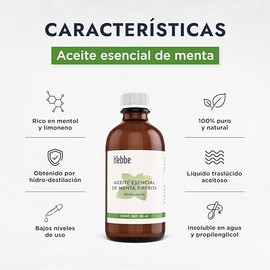 HEBBE - Aceite Esencial de Menta 50 ml | Refrescante y Revitalizante | Ideal para Aromaterapia y Tratamientos Respiratorios | Contenido de 50 ml