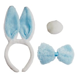 Kit Conejito Azul Con Accesorios Infantil Niño Azul Claro