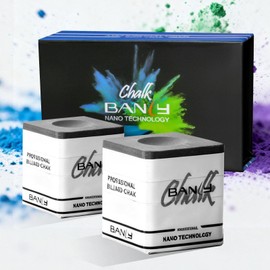 Banly Pool Cue Chalk, Nano Technology Billiard Chalk for Professional Tournament Standard, Low Dust, Super Dense, Suitable for Snooker/Pool/8-Ball, 2 pcs Grey