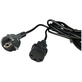 IEC Cable 230 V 10 A Power Cable 3-Pin Power Cable Plug Angled Type F CEE 7/4 IEC Coupling C13 Socket for PC Computer Monitor Printer - Black Cable (5 m)