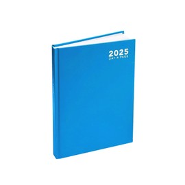 2025 A4 / A5 / A6 Diary Day to Page or Week to View Desk Diary Hard Back Casebound Back Cover (Light Blue, A4 Dap)