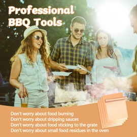 Copper Grill Mats for Ourdoor Grill Set of 6,Heavy Duty BBQ Grill Baking Mats,100% Non-Stick BBQ Grill Accessories,Reusable and Easy to Clean - Works on Gas, Charcoal, Electric Grill- 15.75 x 13 Inch