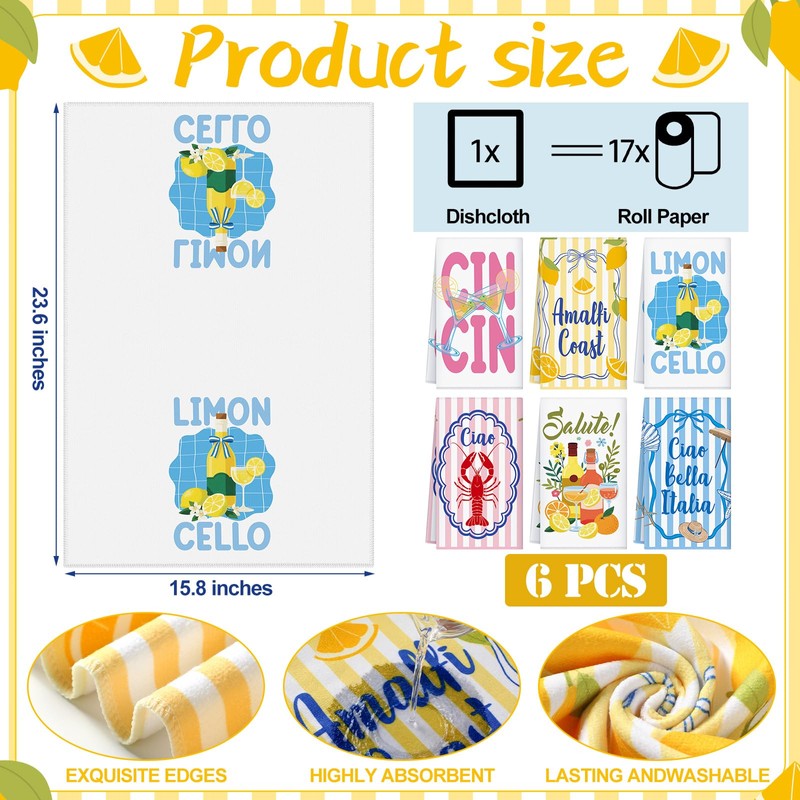 HunnmingRe 6 Pcs Italian Kitchen Towels 24 x 16 Inch