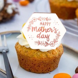 6x Mother's Day Acrylic Cupcake Toppers - Gold Acrylic Cupcake Decoration for Mother's Day, Birthdays, and Celebrations
