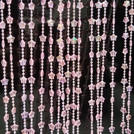 ave split Beaded Curtain Doorways Star Acrylic Hanging Door Beads String Curtains Tassel Room Divider Screen Decor for Doorway Window Living Room Wedding 049Star (Pink Star)
