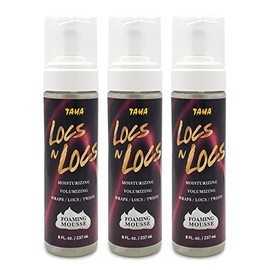 Taha Locs & Locs Foaming Mousse, Moisturizing & Volumizing, Wraps, Natural Blend of shea and coconut oil - Great for all wraps, locs, and twists, 8 Oz (Pack of 3)