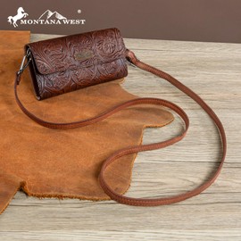 Wrangler Cross Body Purse For Women Leather Travel Purses Small Size Western Handbag Convertible WG112-005BR