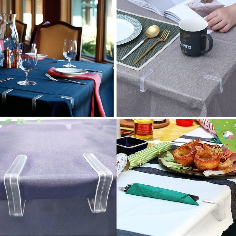 Kitnish 16PCS Clear Plastic Tablecloth Clips,Transparent Clear Tablecloth Clips, Plastic
