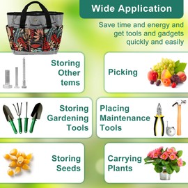 Foribyw Garden Tool Bag Large Capacity Gardening Tote Bag with Multiple Pockets Heavy Duty Oxford Cloth Garden Tool Storage Tool Kit Holder for Gardening Electrician Maintenance