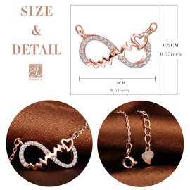 Unendlich U 925 Sterling Silber Damen Frauen Mädchen Kette Unendlichkeit Symbol Anhänger Halskette mit Herz Zirkonia,Rosegold