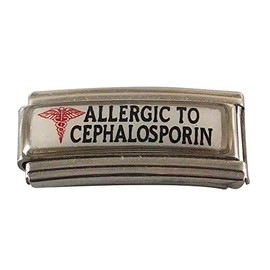 Gadow Jewelry Allergic to Cephalosporin Medical ID Alert Charm for Bracelet Men or Women Awareness Stainless Steel
