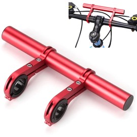 Bike Handlebar Extender, 11.8in Double Bicycle Handlebar Extension Rack Multifunctional Aluminum Alloy Bracket Extension for Bike Mounts, Extender Bars, Light Lamp, Phone Mount(Red)