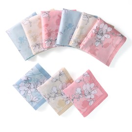 HOULIFE Women Cotton Handkerchiefs Vintage Floral Print Handkerchief 100% 60S Combed Cotton Ladies Hankies 6/12PCS 17.7×17.7", Multicolor 1-6pcs, 17.7x17.7"/45x45cm