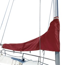 SavvyCraft Waterproof Mainsail Boom Cover, Heavy Duty 600D Sailboat Mainsail Cover UV Protection Weather-Resistant, Boom Length 9'-10' Burgundy