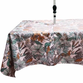 Amonsa Outdoor Tablecloth with Umbrella Hole Rectangle 5ft Picnic Table Covers Waterproof Patio Table Cloth(Floral, Rectangle 60 x 84 Inch)