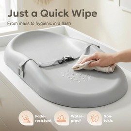 Mallify Wipe-Clean Changing Pad, Waterproof & Wipeable, Soft & Non-Slip Diaper Adjustable Safety Belt, Changing Pad for Dresser, Changing Table