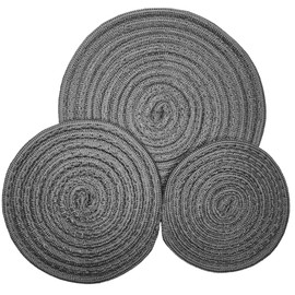 Recycled Woven Trivets – Eco Lifestyle – Set of 3 Round Placemats in 6, 8, and 10 Inch Sizes for Hot Pots and Pans Made Completely from Recycled Materials – Woven Trivets for Hot Dishes - Charcoal