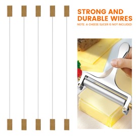TOPULORS 5-Pack Stainless Steel Cheese Slicer Cutter Replacement Wires - Perfect for Slicing and Butter - Compatible With Zulay Kitchen, Sopito & Same Model Roller Cheese Slicers