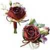 MAFELOE Corsage Boutonniere Set, Burgundy, 2 Pieces (X1-DB)
