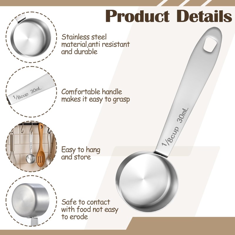 Nogeqi 2 Tablespoon Measuring Spoon Coffee Scoop, Stainless Steel Coffee