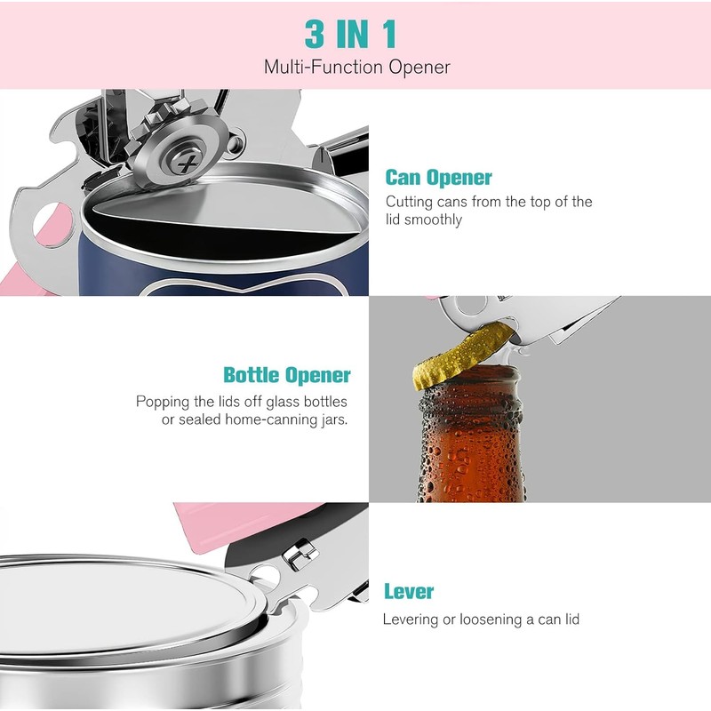 Can Opener,Professional 3-In-1 Multifunctional Manual Can Openers Bottle Opener,Kitchen Durable