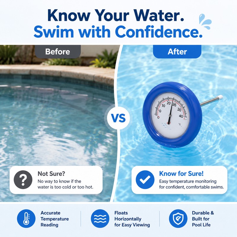 Floating Pool Thermometer for Indoor & Outdoor Use – Large-Dial
