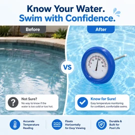 Floating Pool Thermometer for Indoor & Outdoor Use – Large-Dial Water Temperature Gauge for Spas and Ponds