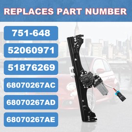 Front Left Power Window Regulator And Motor Assembly Compatible with Fiat 500 1.4L 2012 2013 2014 2015 2016 2017 2018 2019 Replaces Part Number 751-648: 68070267AC 68070267AD 68070267AE - Driver Side