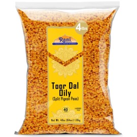 Rani Toor Dal (Split Pigeon Peas) Oily, 64oz (4lbs) 1.81kg Bulk ~ All Natural | Gluten Friendly | NON-GMO | Vegan | Indian Origin
