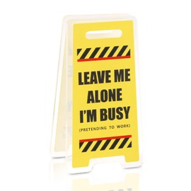 Funny Warning Sign for Colleagues Leave Me Alone I'M Busy Mini Sign Decorations Work Desk Plaque with Clips Sign for Work Colleagues Anniversary Birthday Christmas Gifts