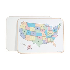 Student Lapboard with USA Map and State Names, 11" x 17" x 1/8" Double Sided Non-Magnetic Lap Board. US Map with State Name Abbreviations on One Side