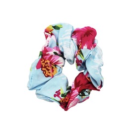 Hawaii Hangover Hair Tie Scrunchies in Pink Hibiscus Vine in Turquoise 2 Pack