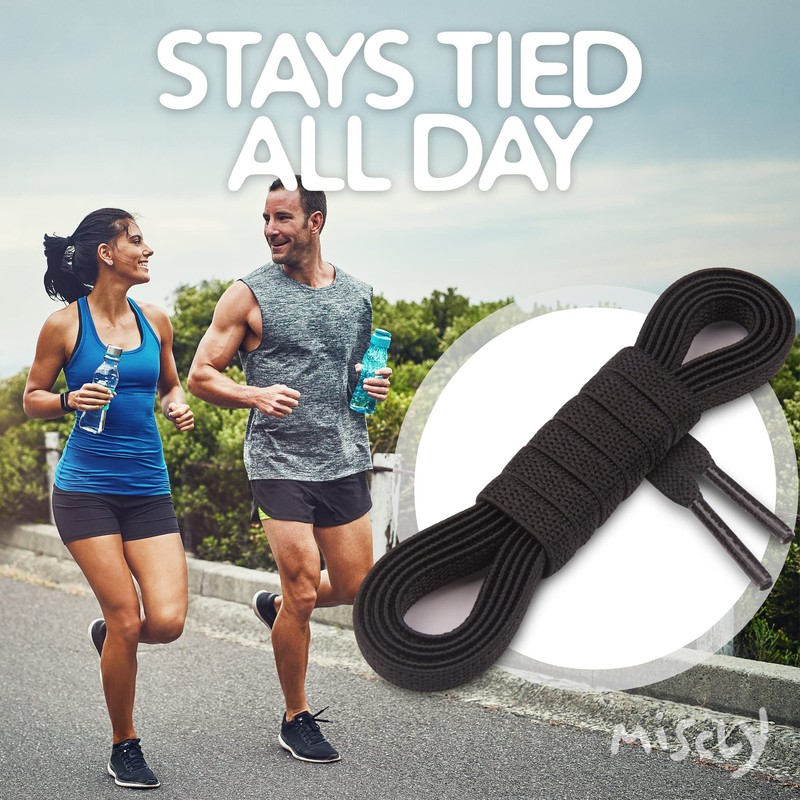 Miscly Flat Elastic Shoelaces [1 Pair] Flat Stretch Shoe Laces