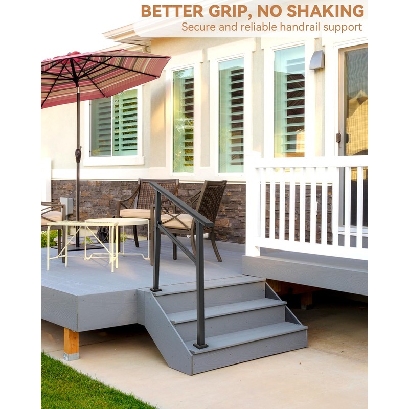 Handrails for Outdoor Steps, Metal Stair Railing Hand Rails, 5