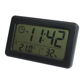 prendre PR-YD005-BK Digital Clock, Thermo-Hygrometer, Small, Compact, Stand, Wall Clock, Interior, Simple, Digital Clock, Temperature, Humidity, Black