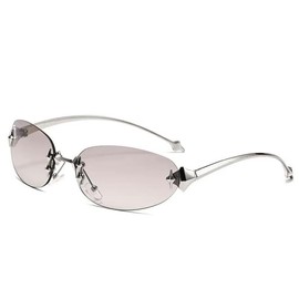 Vintage Futuristic Y2K Rimless Star Glasses Unisex Eyewear - High-Quality Design, Comfortable Fit, Ideal for Everyday Wear - Color: Silver-Gradient Grey