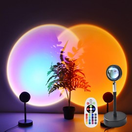 Sunset lamp,Lámpara de proyección con 16 Colores,Proyector de Luz Arcoíris de Rotación de 360 Grados con control remoto,para cumpleaños,Día del Niño,el mejor regalo para amigos y familiares.