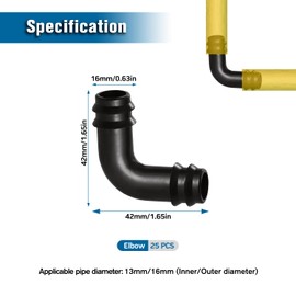 VooGenzek 25 Pieces 16 mm Irrigation Connectors, Plastic Drip Irrigation Hose Connectors, Drip Hose Connectors, Hose Connector for Irrigation System, Arcs