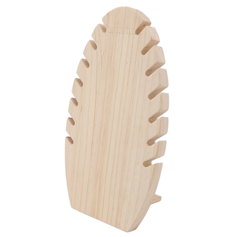Jewelry Display Stand Freestanding Wooden Hand Made Flame Leaf Shape