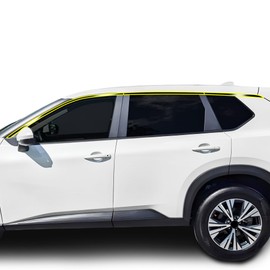 BOGAR TECH DESIGNS Side Window Chrome Delete Sticker Decal Vinyl Film Replacement Compatible with Nissan Rogue 2021-2025, Gloss Black