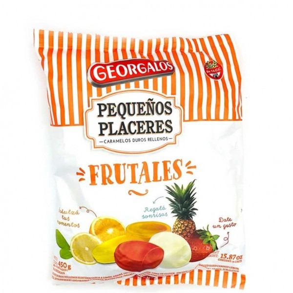 Georgalos Caramelos Georgalos Pequeños Placeres Frutales Assorted Fruits Filled Hard Candies, 450 g / 15.9 oz  bag