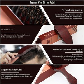 Hair Brush, Hair Brush with Boar Bristles and Smooth Handle, Professional Men's Brush for Women and Men, Ideal for Friend, Father or Lover
