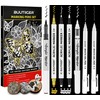 7Pcs White Acrylic Ink Pens Opaque Gold Black Dual Tip