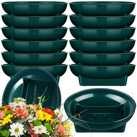 Karenhi 12 Pcs Floral Supplies Green Bowls for Flower Arrangements Large Size 6.3 Inch Floral Foam Bowls for Arrangements Holiday Wedding Fresh Flower Decoration Supplies (Foam Not Include)