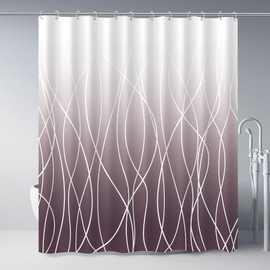 Punkray Burgundy Striped Polyester Shower Curtain for Bathroom with Hooks, Shower Curtains for Bathroom, Waterproof Bath Accessories Hotel Style - Machine Washable 72 x 72